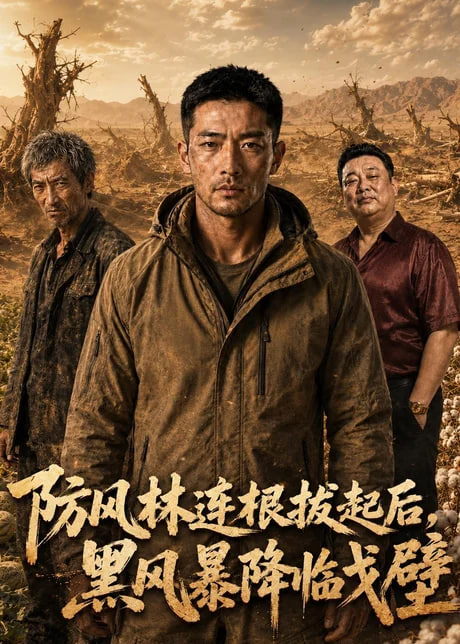 防风林连根拔起后，黑风暴降临戈壁海报